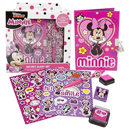 Minnie Mouse Diary with Lock for Girls, Hardcover Disney Diary Notebook for Little Kids' Desk Accessories & School Supplies, Shimmering Pink Mouse Journal Pad with Lock & Keys - 50 Sheets