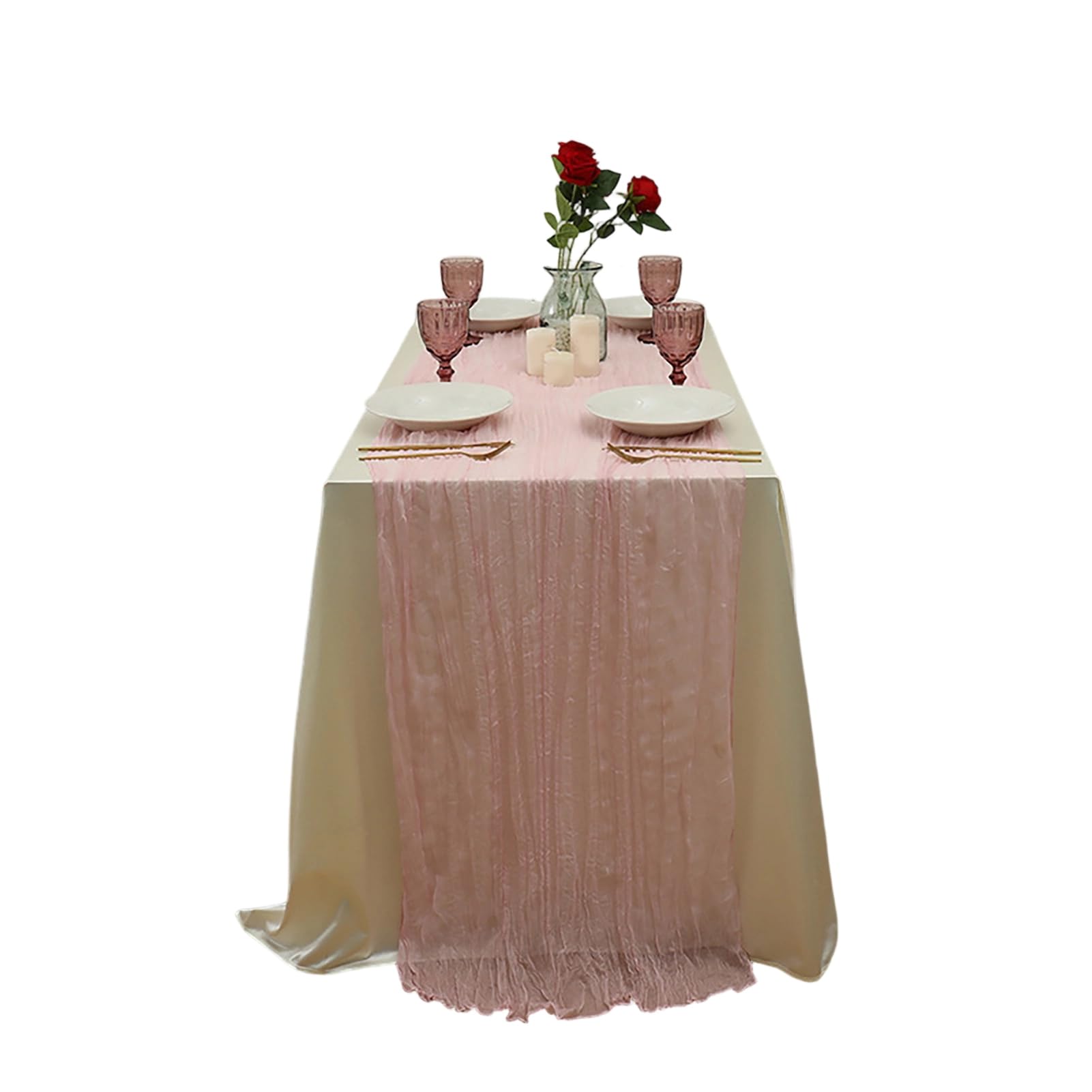 Pasisuu Sheer Gauze Table Runner Boho Farmhouse Style 35x70 Inch Colorful Special Event Fabric for Themed Party Heat Resistant Holiday Decoration A L