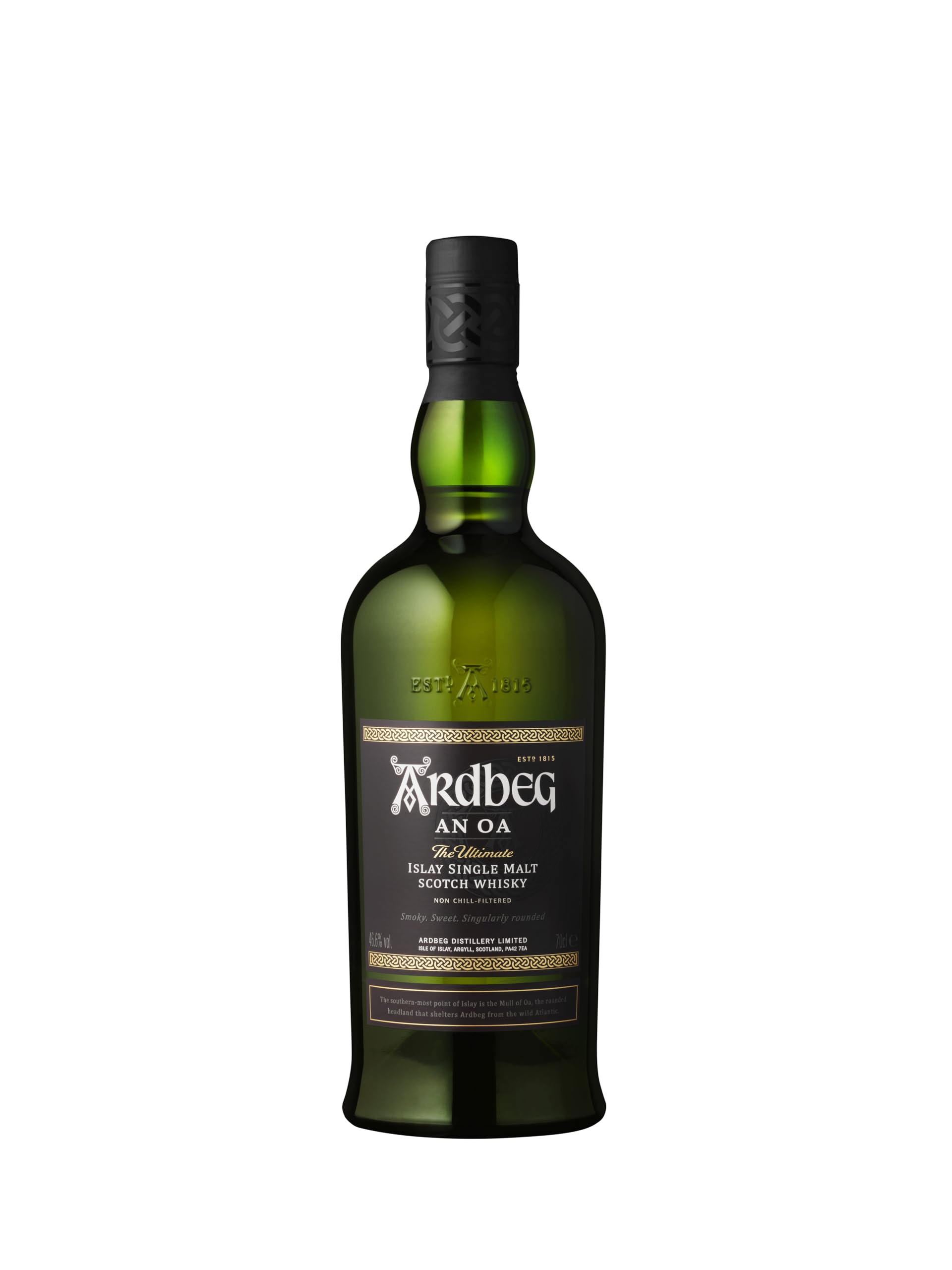 Ardbeg An Oa Whisky Single Malt 70cl 46,6% étui | Whisky single malt 46,6%. Vieilli dans différents fûts. Profil intense et fumé.