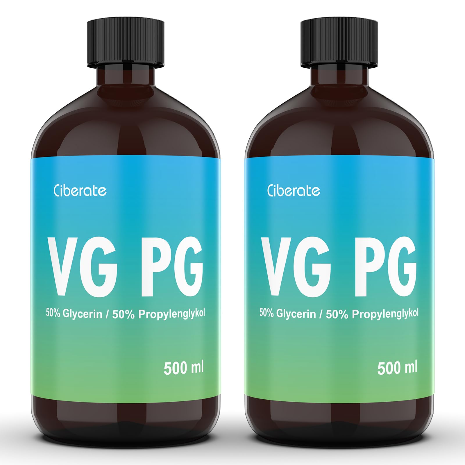 2 x 500ml 50% VG Glycerin / 50% PG Propylenglykol - Vegan, Pflanzlich, Pharmazeutische Qualität, Premium Hochreines VG/PG-Gemisch, 0% Zusatzstoffe