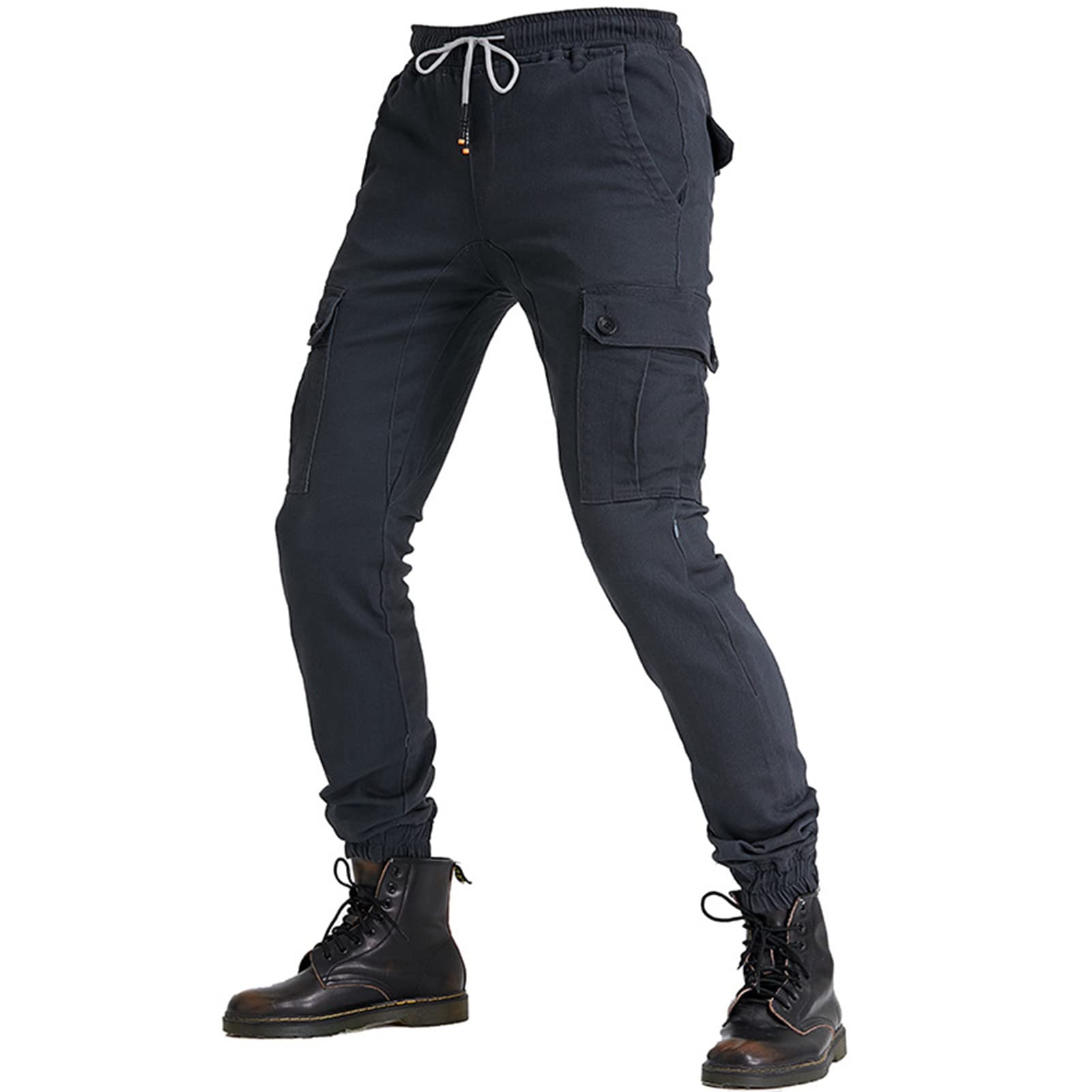 BEDSETS Pantaloni Moto Uomo Jeans, Pantaloni da Moto da Uomo, Jeans da Motociclista Elasticizzati Slim Fit da Uomo, Jeans alla Moda su Tutta La Vita, 4X Imbottitura di Protezione. (Grigio,S)