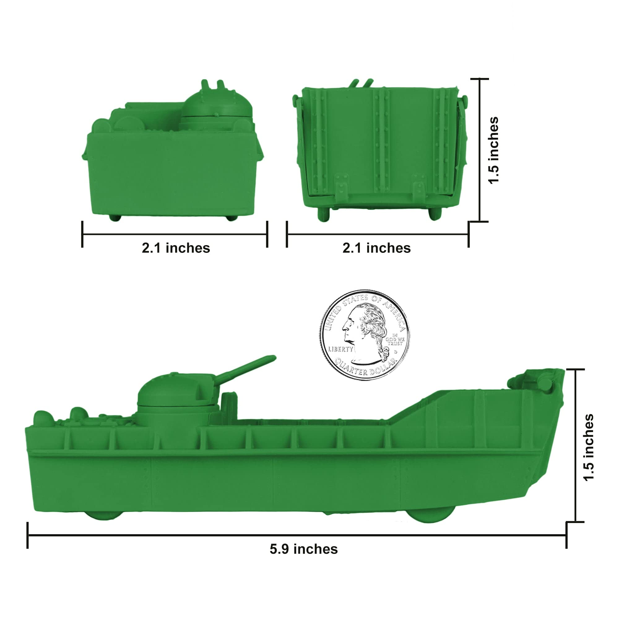 BMC Classic Marx Landing Craft - 4 unidades de plástico verde ejército hombres vehículos de barco 2
