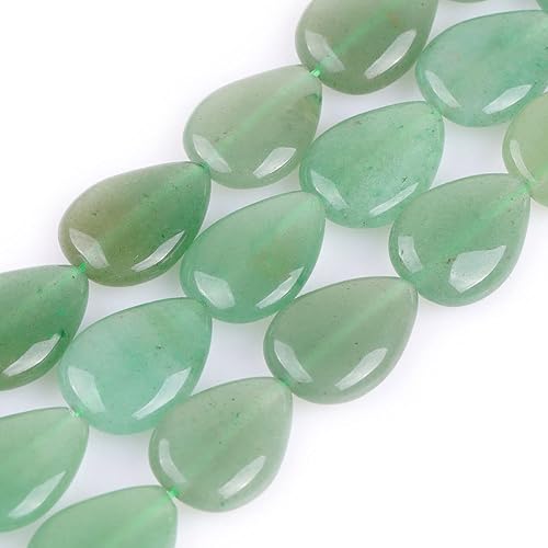 JOE FOREMAN Cuentas sueltas de piedra semipreciosa de jade de aventurina verde de 0.512 x 0.709 in para hacer joyas, suministros de manualidades