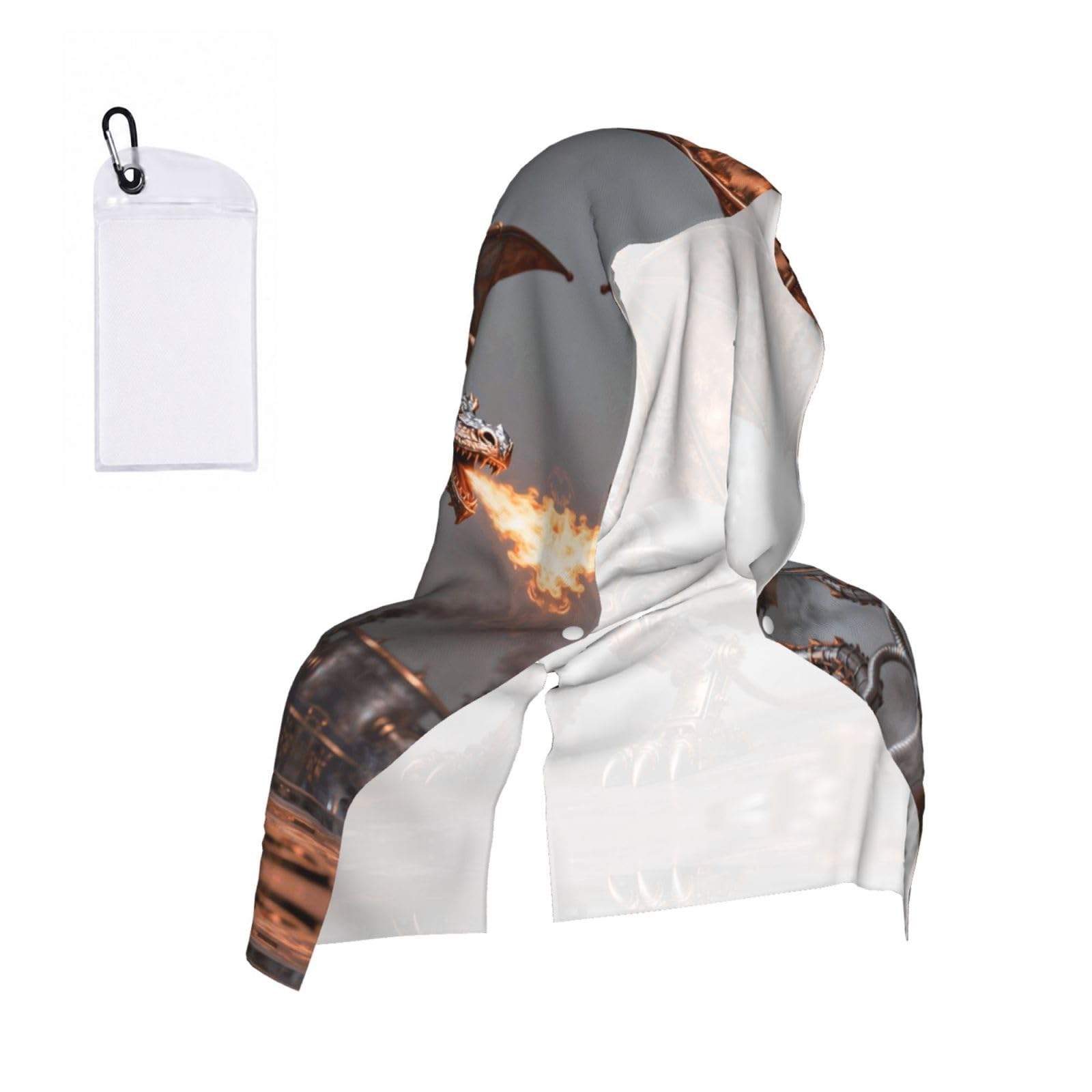 CNTDBU Steampunk Dragon Gear Cooling Towel Hooded-Instant Chill Neck Cover for Sports, UV Cooling Rag for Running Gym