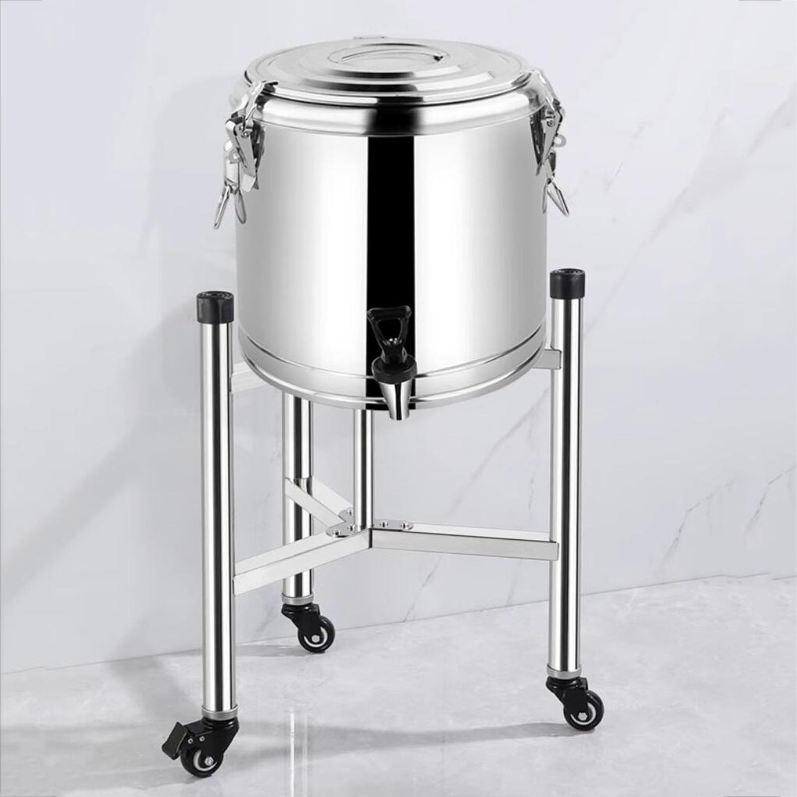 Carrello portavaso in acciaio inox resistente con ruote, per ristoranti, cucine, hotel e garage