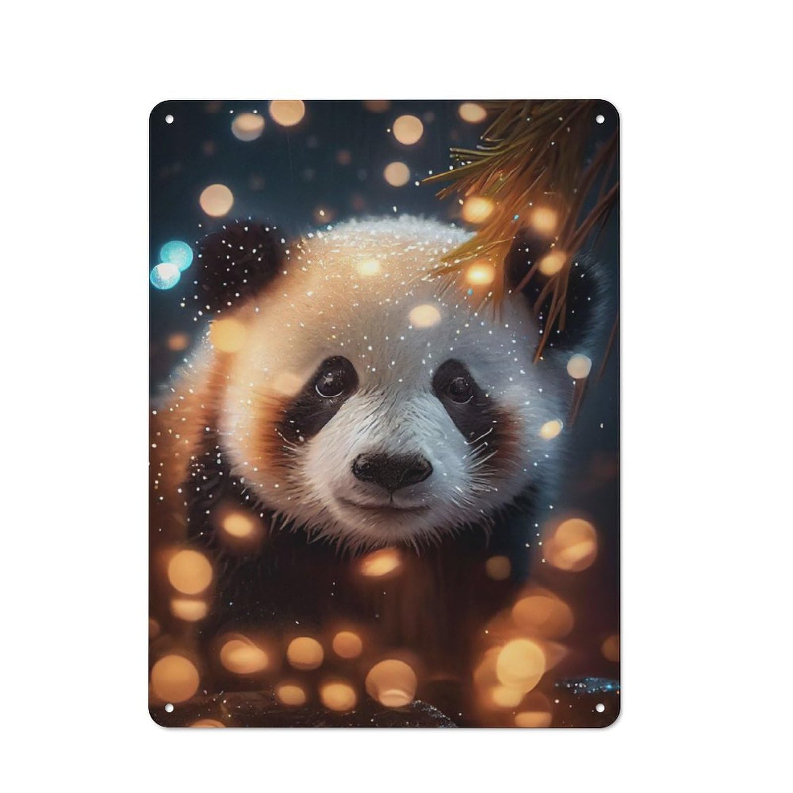 40x30cm Rustic Tin Sign with Panda Lighting for Studio Or Craft Room, Tin Sign Wall Decor for Studios And Craft Rooms