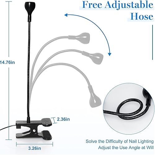 Miniatura 3 de Vishine Lámpara de uñas UV, luz negra LED UV de 395 nm, lámpara UV para uñas con cuello de cisne flexible y abrazadera, luz de uñas de gel negra