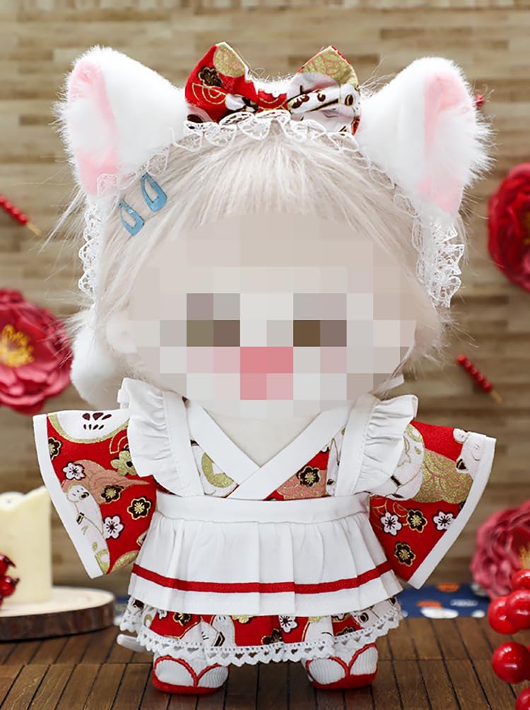 Amazon.co.jp: 20cm ぬいぐるみ 服 猫耳メイド服 ヘッドバンド+