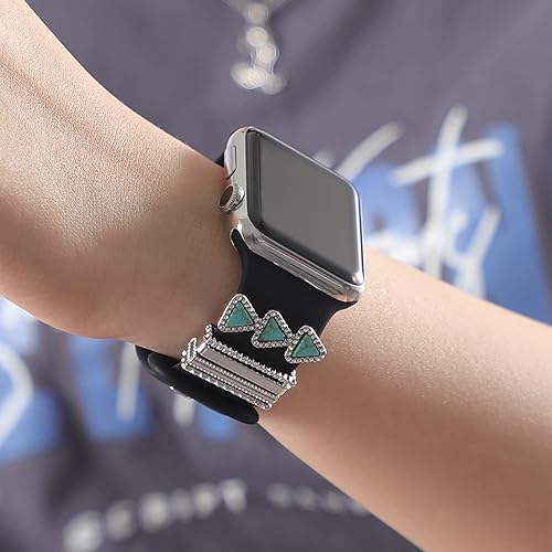 Vista 66 de ALMNVO Bling Diamond Charms for Apple Watch Bands Charms 46mm 45mm 44mm 42mm 41mm 40mm 38mm 49mm,Sparkle Metal Sliding Decorative Rings for iWatch