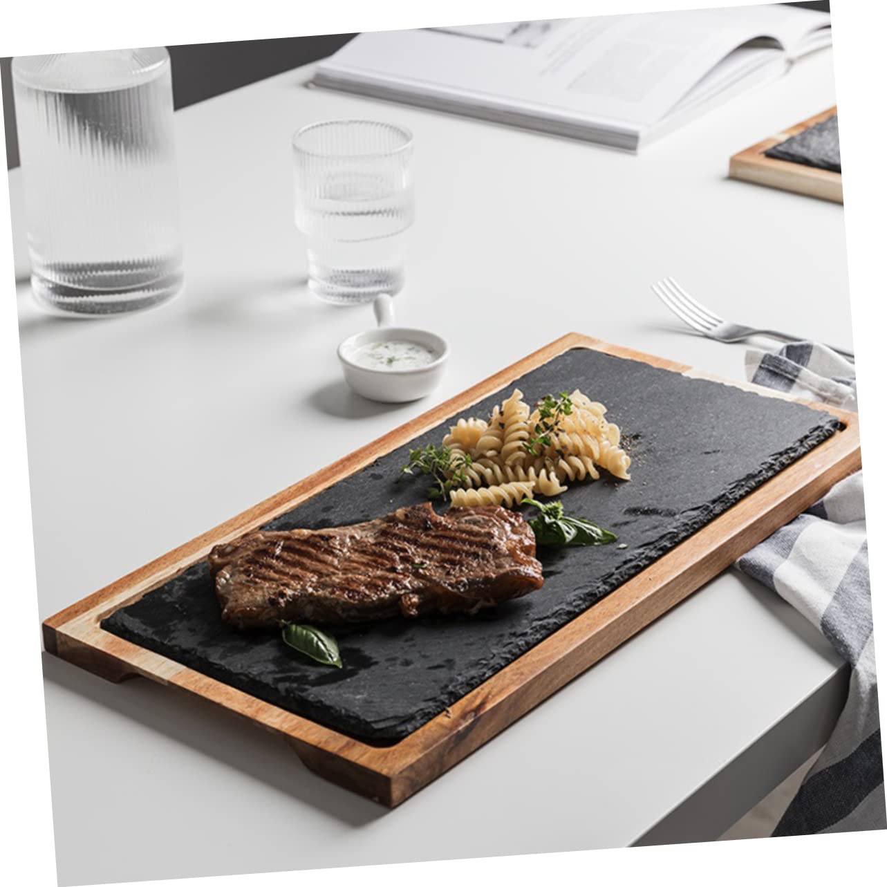 1 Pieza Bandeja De Cocina Occidental Con Servicio Bandejas Placas Para Servir Elegante Lámina Bandeja Platos Tablas De Embutidos Bandeja Decorativa Junta Negro Acacia