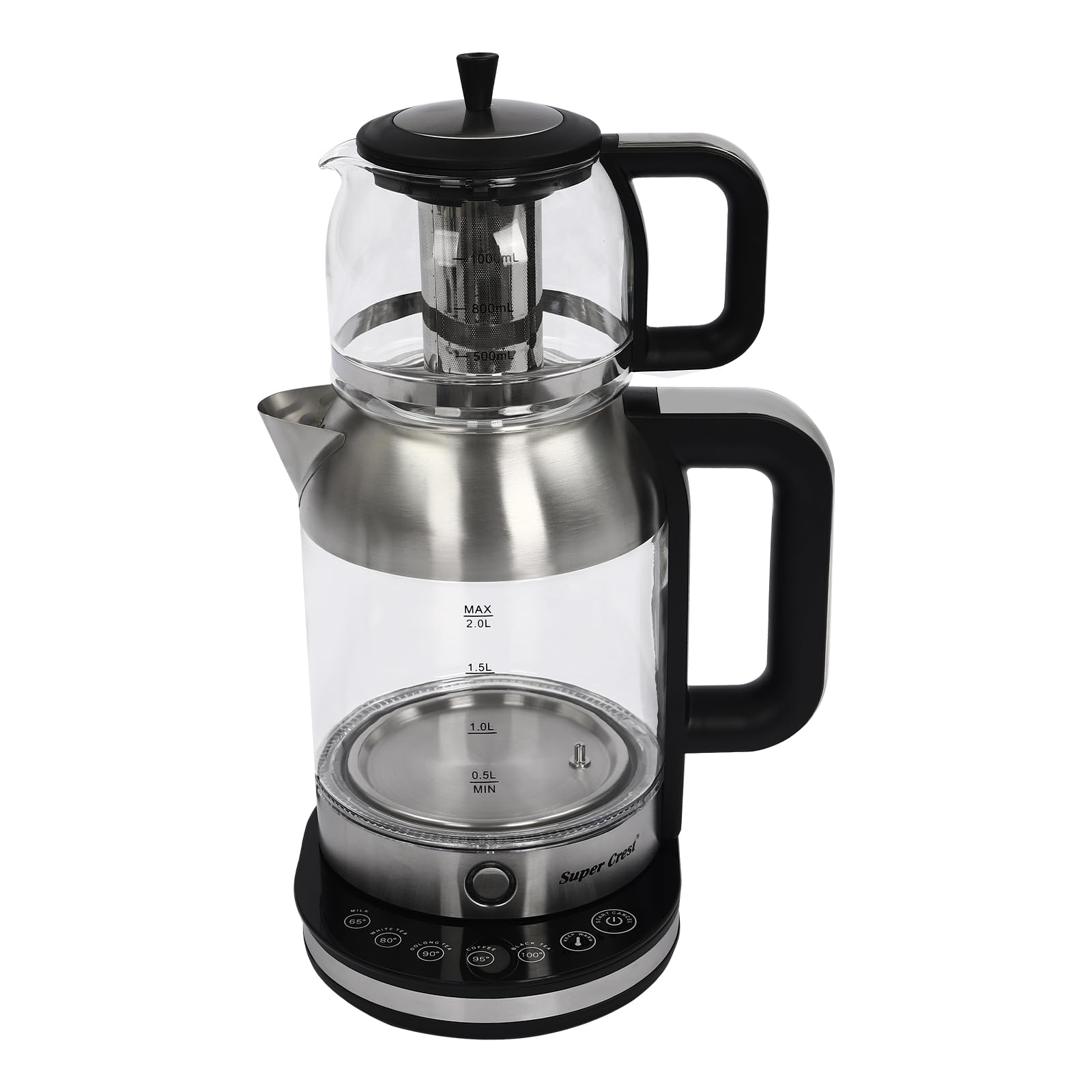 Bouilloire électrique, double théière avec réglage de la température, trous de filtration dans le bec, haut rendement, pour chauffer l'eau, le café, le lait sec, le thé blanc