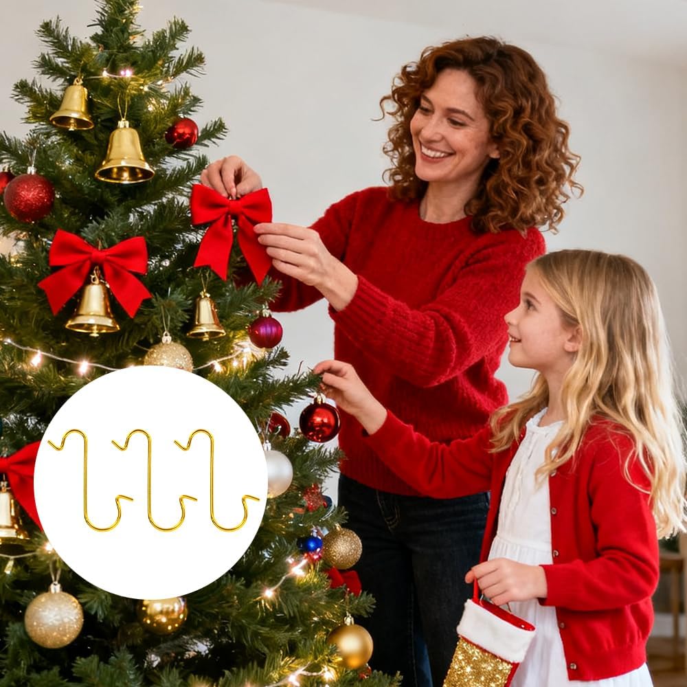 120 PCS Ornament Hooks Gold Christmas Ornaments Hooks for Christmas Trees Ornament Hangers Small Metal Wire Ornaments Hook Hangers Anchors for Xmas Tree Party Ball Hanging Decorations - Image 5