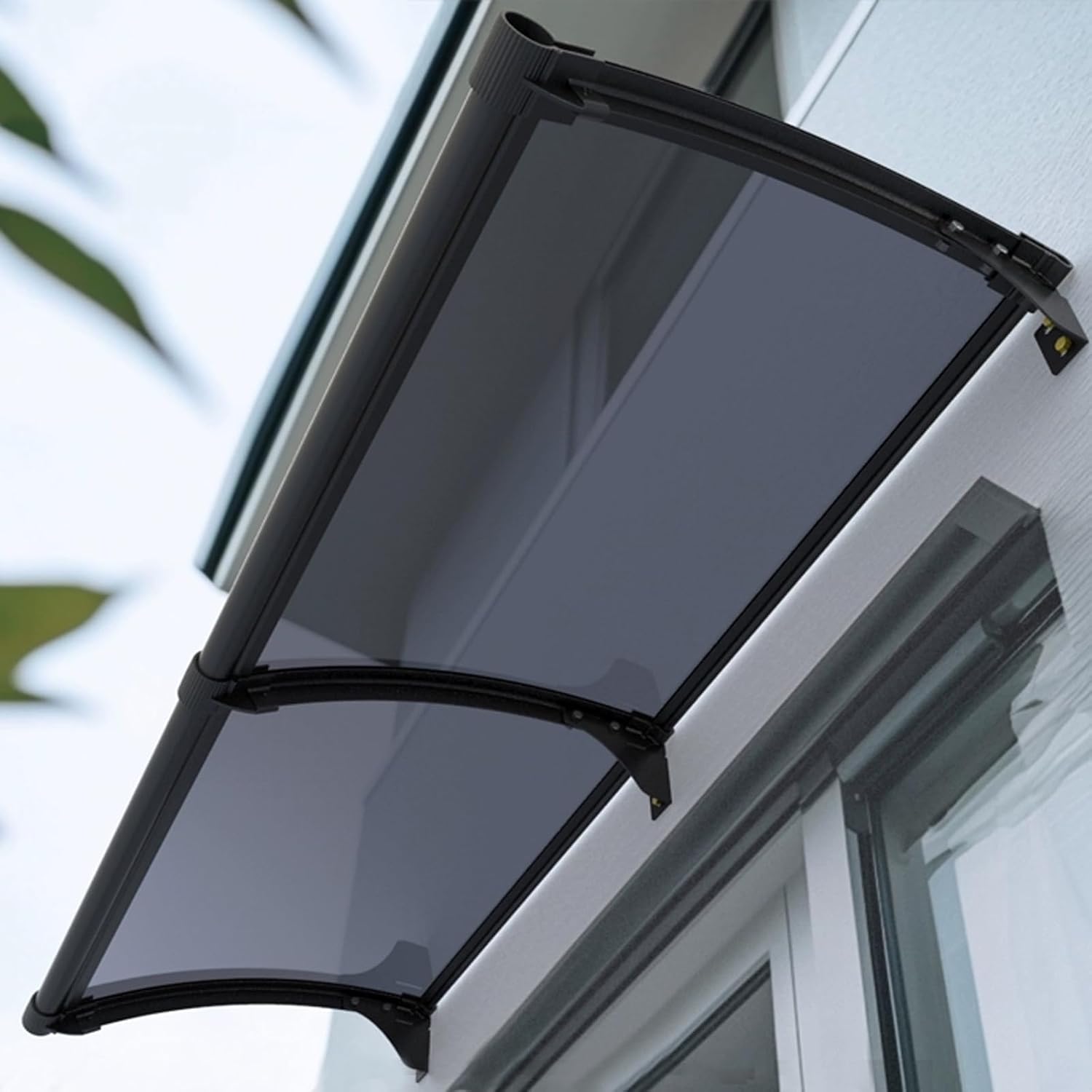 Arched Door & Window Canopy, Impact-Resistant 300kg Awning, Rain-Resistant Window Cover, 5 Color Options (55x130cm/22 x51, Gray)