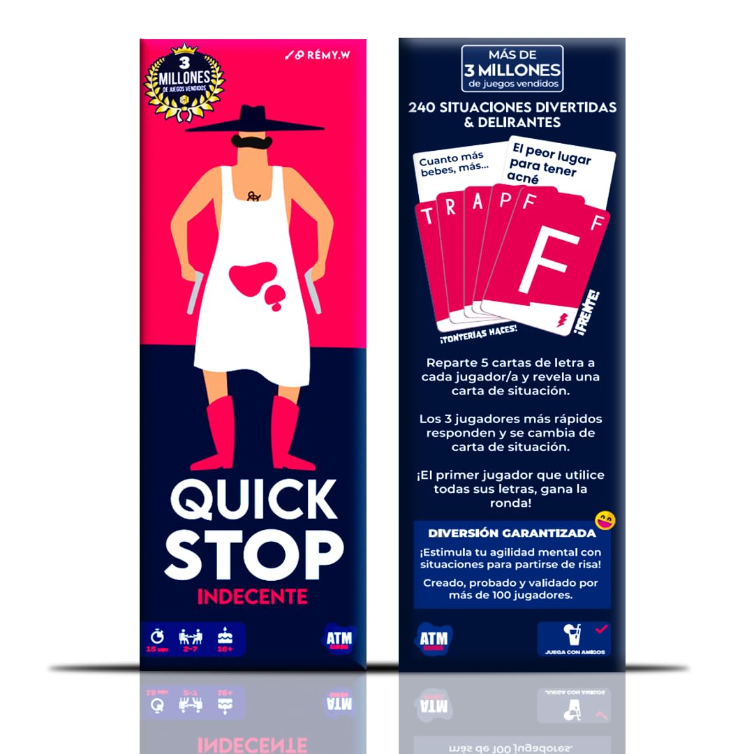 QuickStop - Juegos de Mesa para Adultos y Familia +16 - Dinámico, Rápido y Atrevido - De 2 a 7 Jugadores - Juego de Fiesta para Amigos - Español