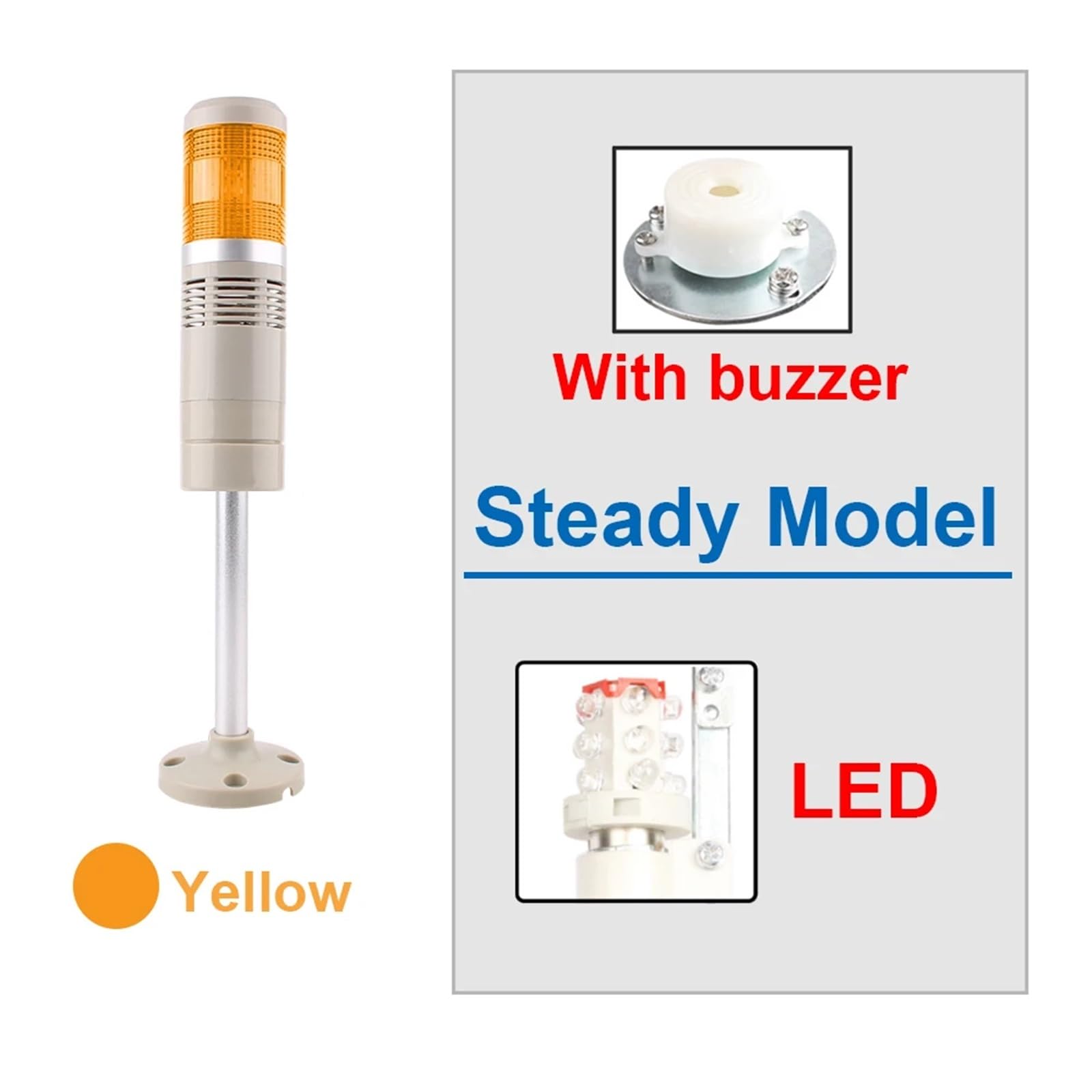 1 couche 12V 24V 110V 220V Rouge Vert Jaune Tour Industrielle Signal Avertissement Lumière LGP-205 Voyant Lumière Fixe Avec son(Lavender,DC 24V)