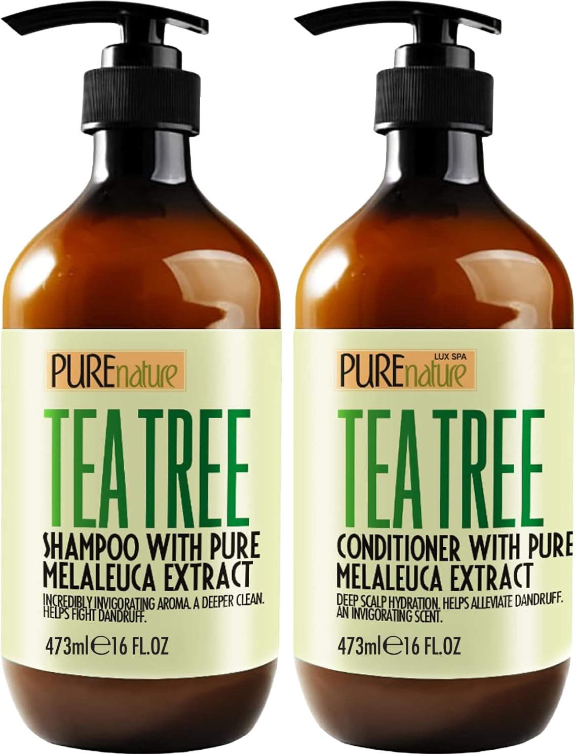 Tea Tree Oil Shampoo and Conditioner Set - Sulfate and Paraben Free Treatment for Oily Hair and to Help Reduce Your Itchy and Dry Scalp - Healthy Anti Dandruff Formula for Men and Women