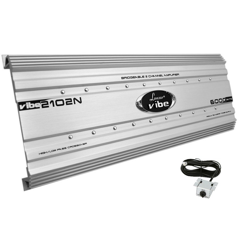 1 amplificateur LANZAR VIBE 2102N VIBE2102N 2 canaux de 6000 watts max et 2 x 1500 watts rms en classe ab télécommande caisson de basses inclus, 1 pièce