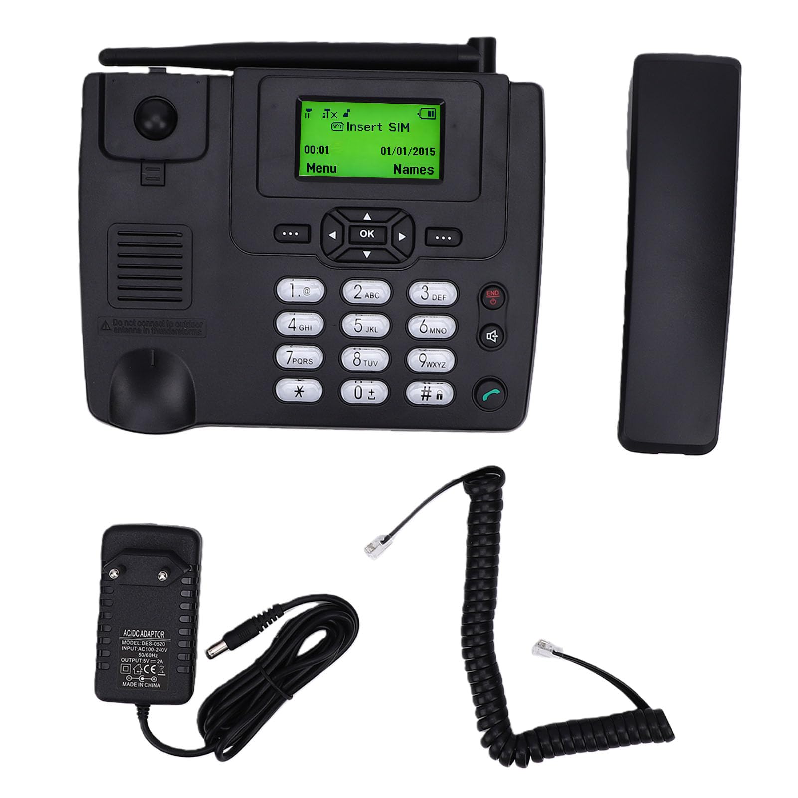 Telefono Fisso Cordless GSM TD Dual Mode, Telefono Fisso Wireless 2G da Tavolo con Display da 2,4 Pollici Radio FM Sveglia ID Chiamante, per la compatibilità della Scheda SIM (Spina europea)