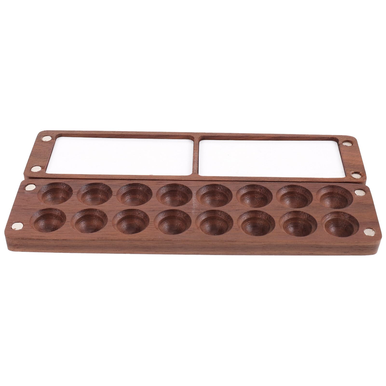 Sewroro Portable Watercolor Palette Wooden 16 Color Sketchbook Palette Colour Palette Box Magnetic Pigment Case Travel Paint Tray Box for Artists Gouache Acrylic Paint Drawing