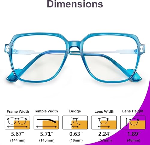 Miniatura 8 de VISOONE Gafas de bloqueo de luz azul de gran tamaño con marco cuadrado elegante TR90 y patillas de metal para mujeres y hombres REMY