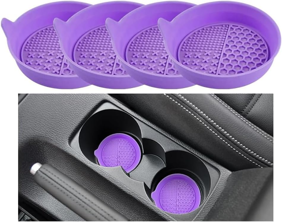 4PCS Portavasos de Silicona Antideslizante para Auto Morado miniatura 1