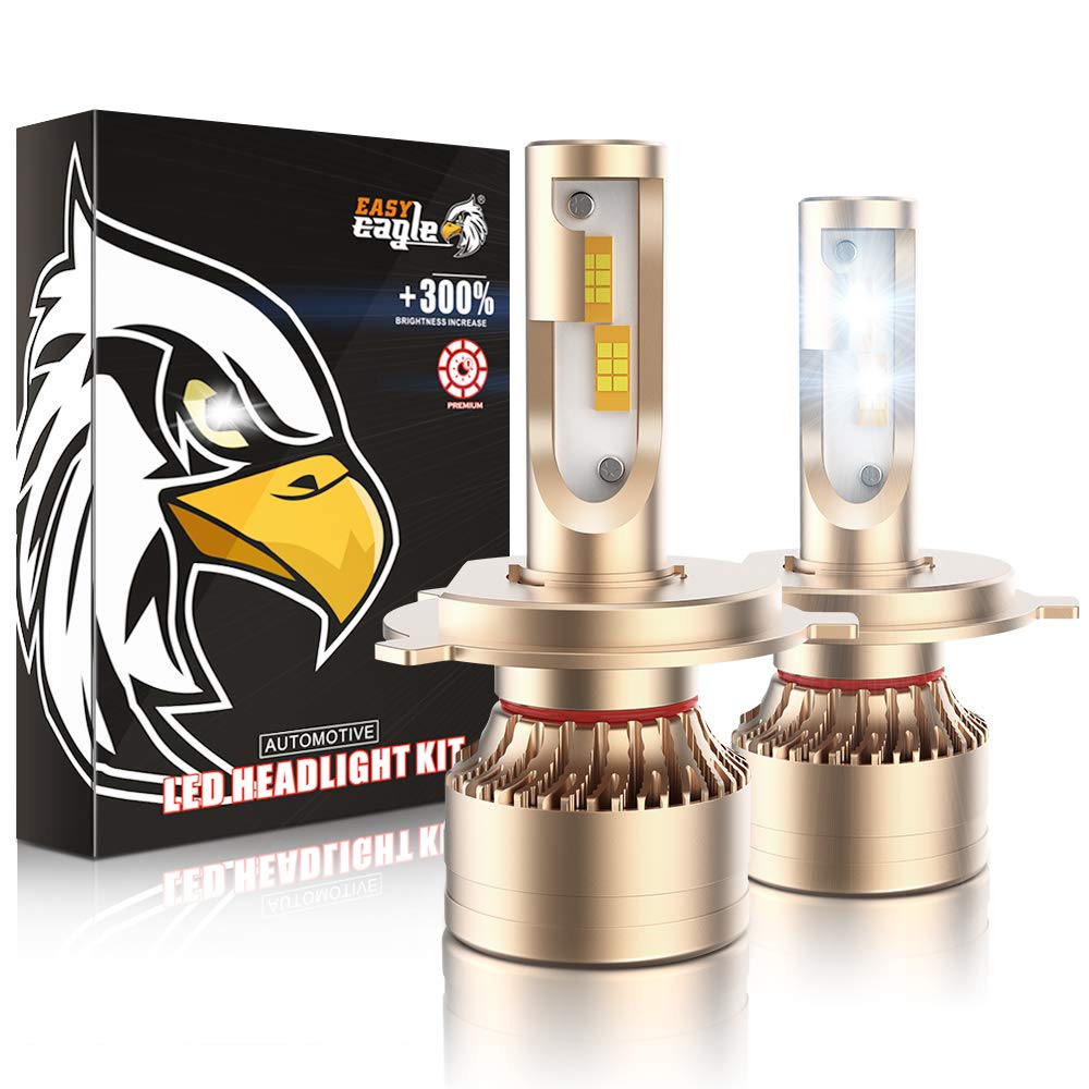 Easy Eagle H4 LED Headlight Bulb, 9003 Hi/Lo 120W High Power 20000LM Extremely Bright 6500K Cold White Conversion Kit Adjustable Beam