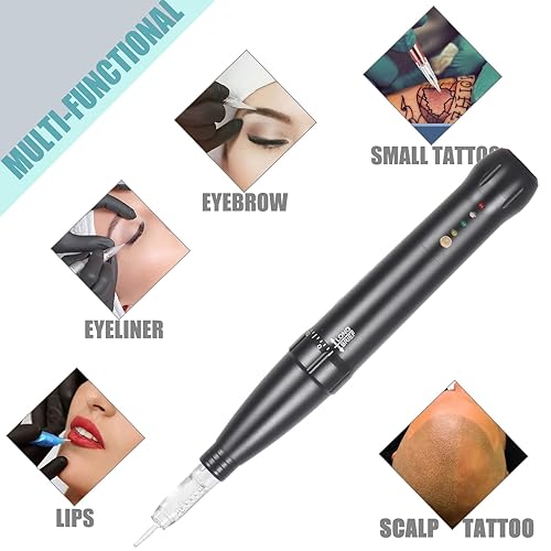 Miniatura 2 de Kit de máquina de tatuaje de maquillaje permanente de cejas con 15 piezas de cartuchos mixtos agujas para sombrear delineador de ojos labios