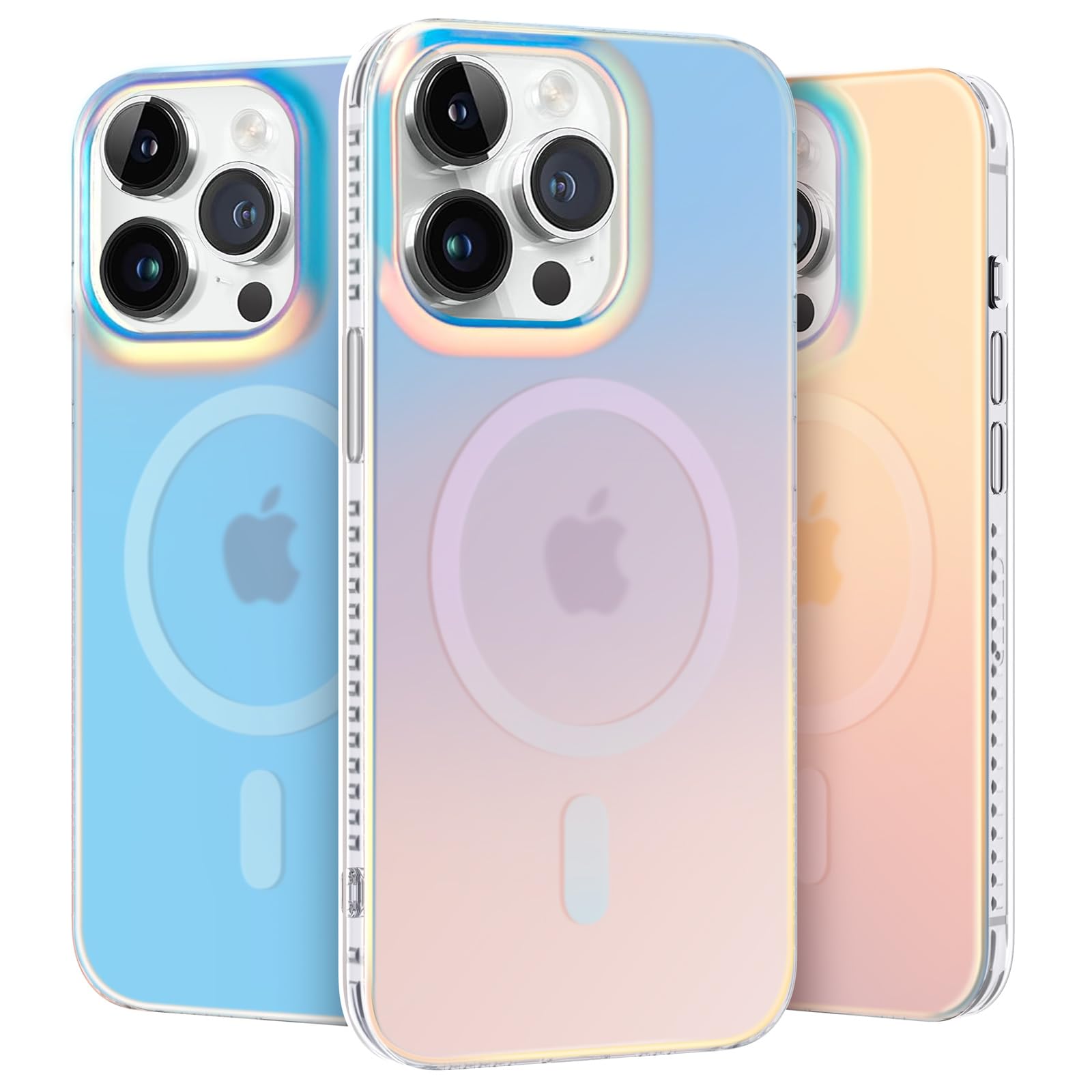 Cover Magnetica per IPhone 14 Pro, Compatibile con MagSafe, Protezione Antiurto Graffi Case Smerigliato Traslucido Anti-Impronte, Iridescente Trasparente