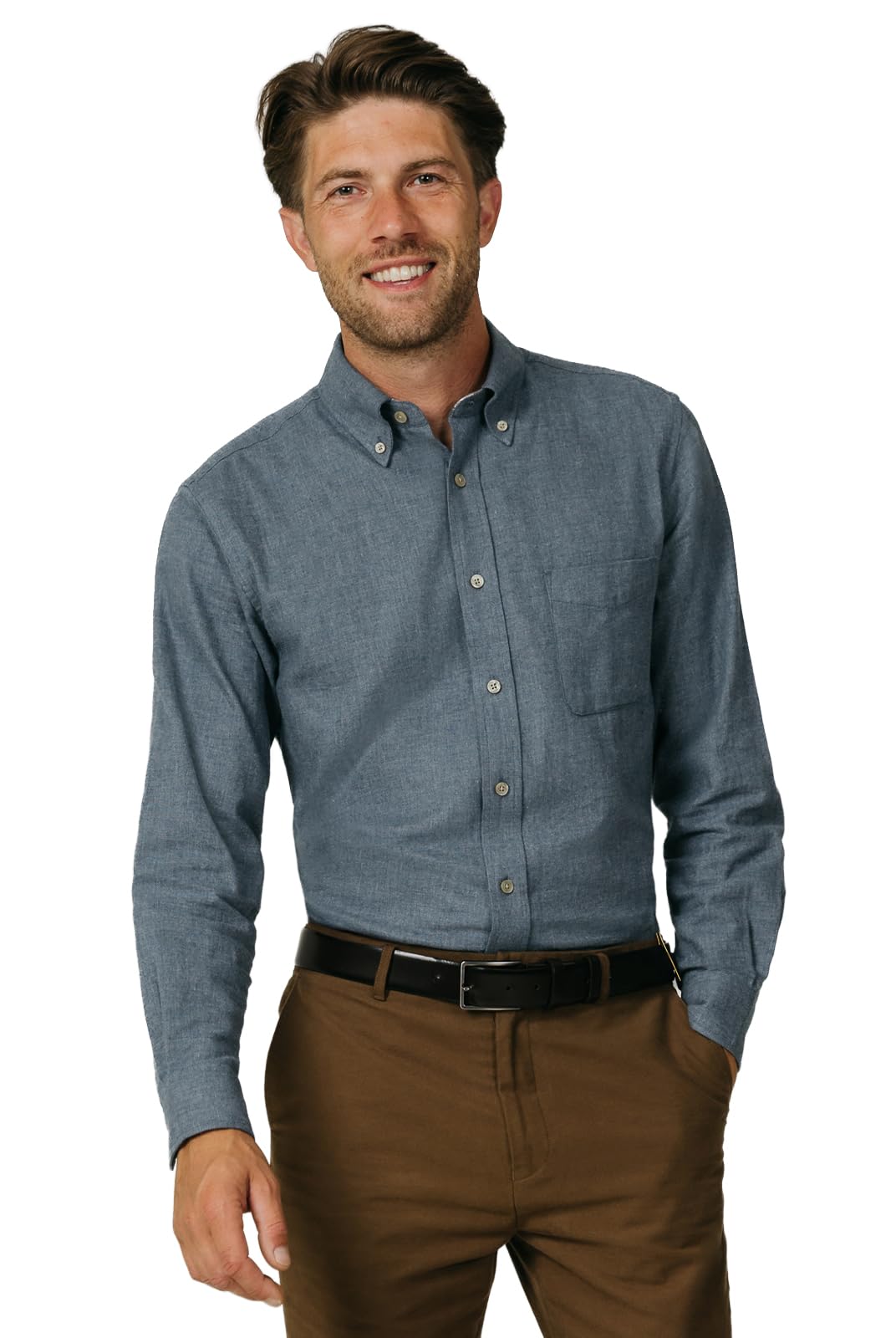 Dobell Mens Blue Shirt Regular Fit 100% Brushed Cotton-2XL