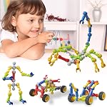 170 Pcs STEM Bâtir des jouets pour les enfants 4-8 ans, Bâtissements Éducatifs Construction Ingénierie Kit de construction pour les âges 3 4 5 6 7 8 9 Année Vieux Jeux Créatifs pour enfants, Cadeaux d'anniversaire de Noël Garçons Filles