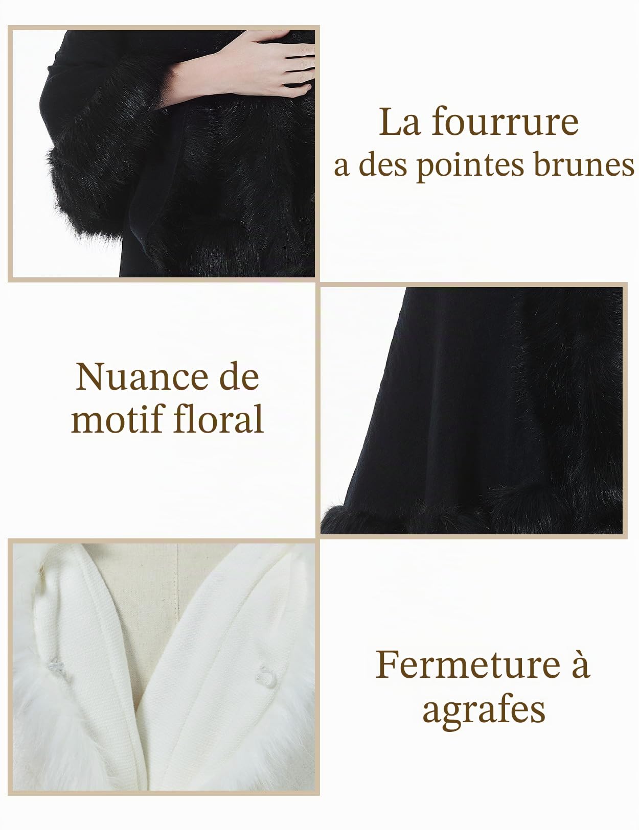 Beautelicate Écharpe en fausse fourrure - Étole Cape Boléro pour femme - Pour mariage, soirée