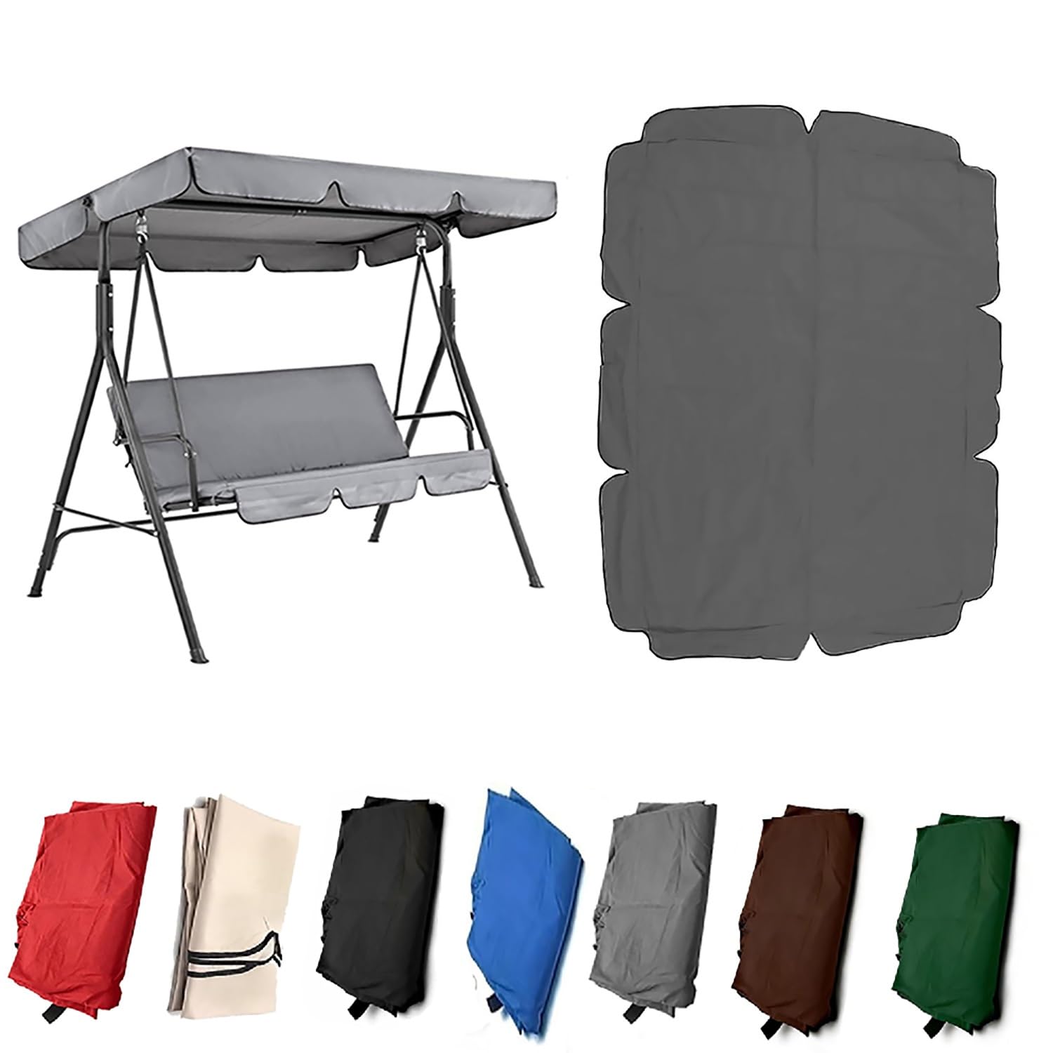 YCXHGK 75x47in 76.8x49in Swing Replacement Cover for Outdoor, Reinforced Edges, Waterproof Rip-Proof Sun Shade Awning for Backyard Garden Patio(Gray,142x120cm/56x47in)