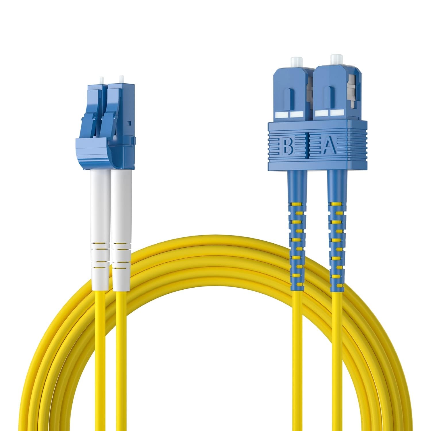 ipolex OS2 SC to LC Fiber Patch Cable Single Mode Duplex - 3m (10ft) - 10Gb/Gigabit Fiber Optic Cable Cord Jumper- LSZH 9/125μm, SMF, Yellow