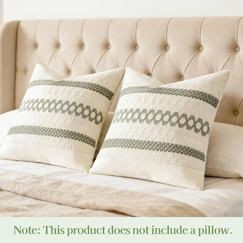Eleganti fodere per cuscini verdi e bianche,verde 45 * 45 cm | verde salvia per il letto, splendida aggiunta a qualsiasi camera da letto