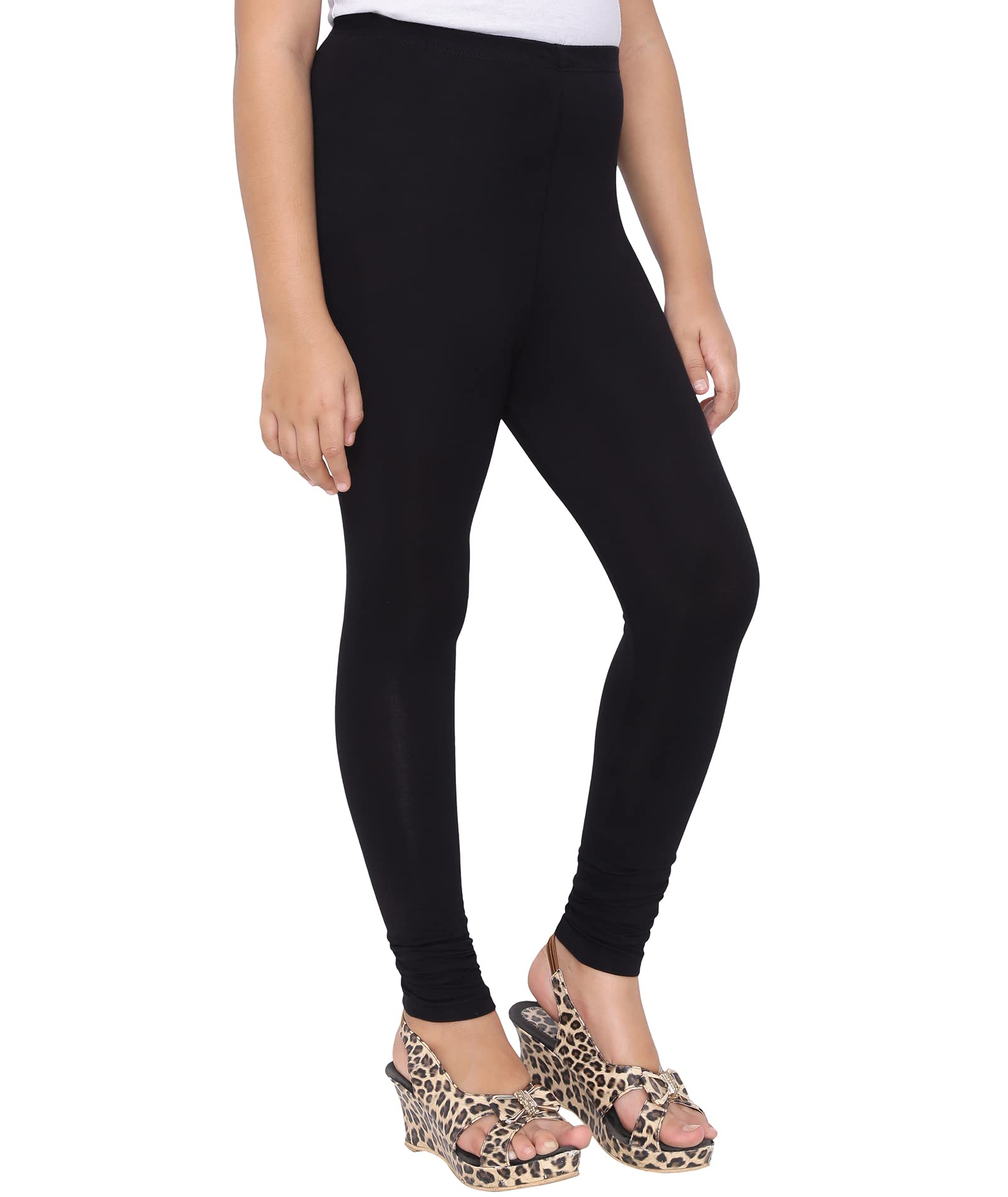 Robinbosky Premium Girls Mid Rise Leggings Black Value Combo Pack Of 3 (7-8 Years, 025 Black) Fit Type : Slim Fit 3