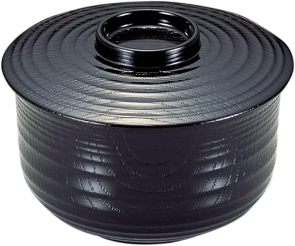 せともの本舗 Bowl Cover Wood Grain Rice Bowl Black, Machine Washable [12.5φ x 8.8cm, Inner Dimensions: 11.1φ x 6.5cm] (7-304-4), Heat-resistant ABS Resin, Dishwasher Safe, Restaurant Travel