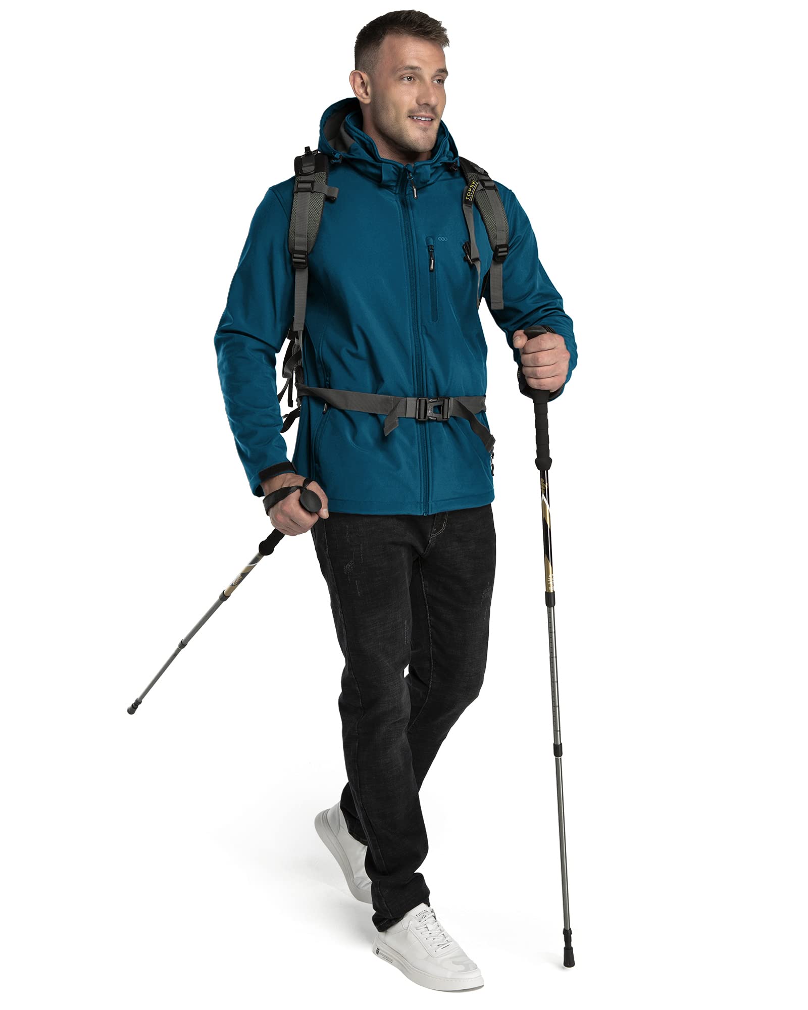 33,000ft Chaqueta softshell para hombre, resistente al agua, cortavientos, forro polar, chaqueta funcional para senderismo, bicicleta, camping