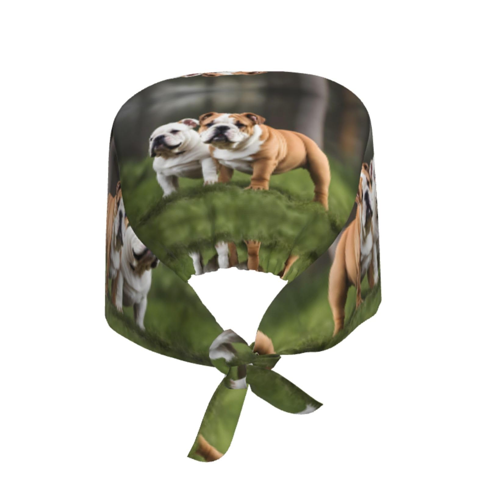 YYHHAOFA Breathable Work Hat English Bulldogs Printed for Chef, Nursing, Spa, Facial Care, Fitness Black