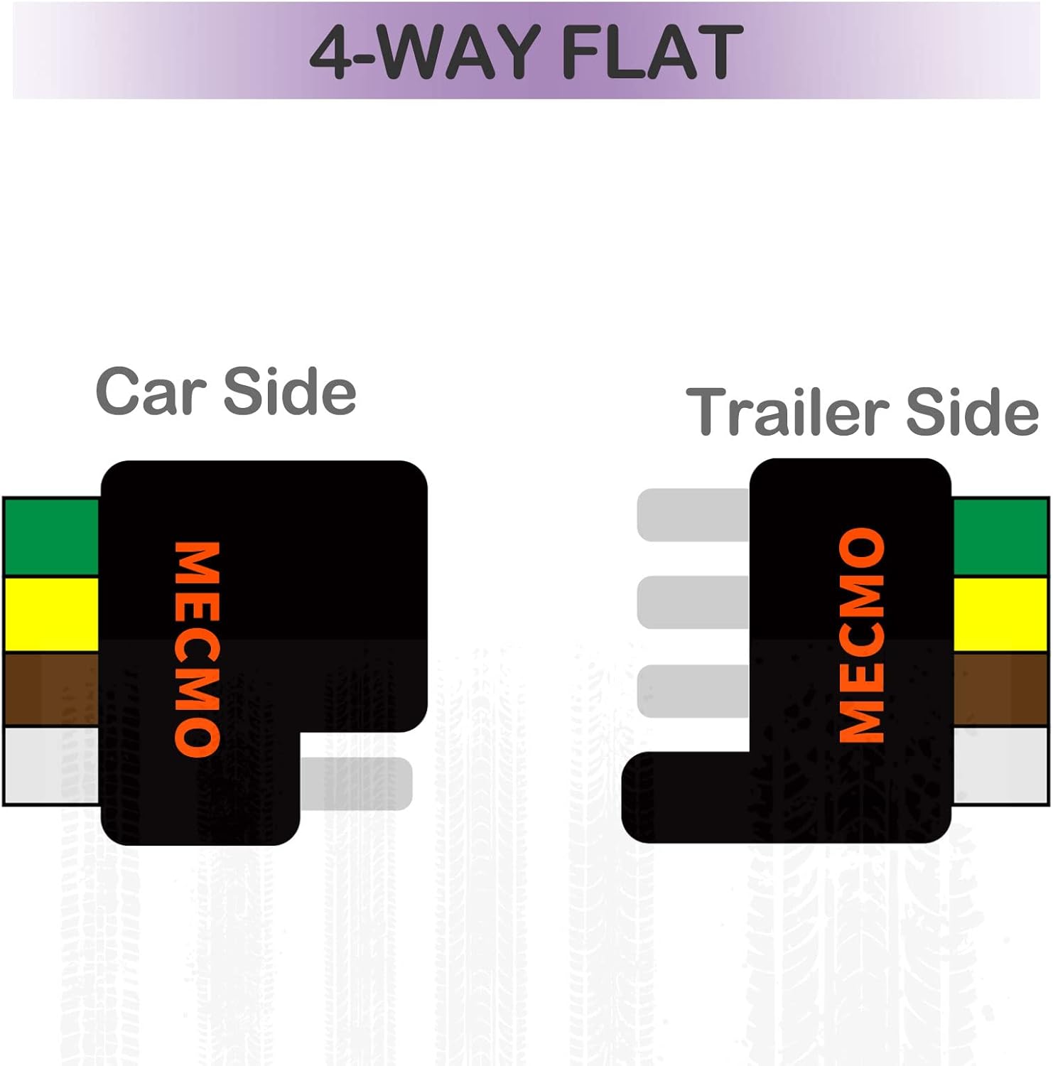 MECMO 7 Pin to 4 Pin Extension 8 Feet Coiled Cable + Trailer End 4 Way Flat Connector 25 Inches