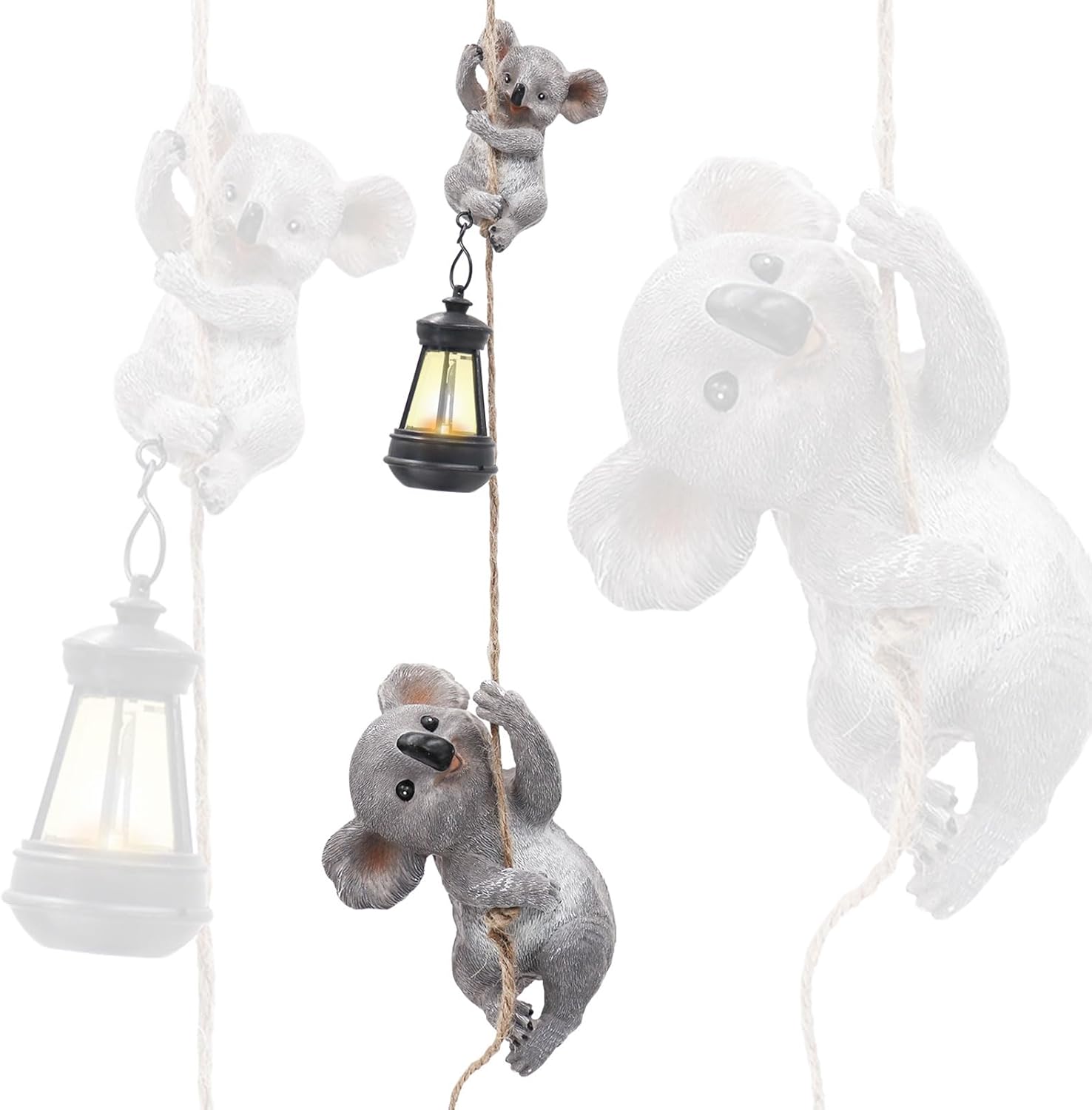 Koala Statues with Solar Outdoor Light ，Koala Mother and Child Resin Sculpture, Solar Light for Yard Garden Wall Balcony Tree Decoration