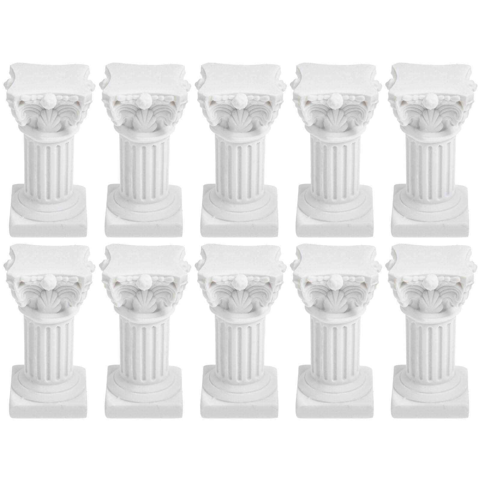 HOMSFOU 10Pcs Greek Columns Candle Holder Resin Roman Pillar Statues Desktop Candleholder Photo Props Farmhouse Rustic Candlestick Stand Antique Decorative Candles Holder White