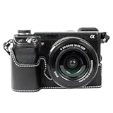 Handcrafted retro genuine leather camera case Half-Wrap camera protection case For Sony NEX-6&sol;7 &lpar;Black&rpar;