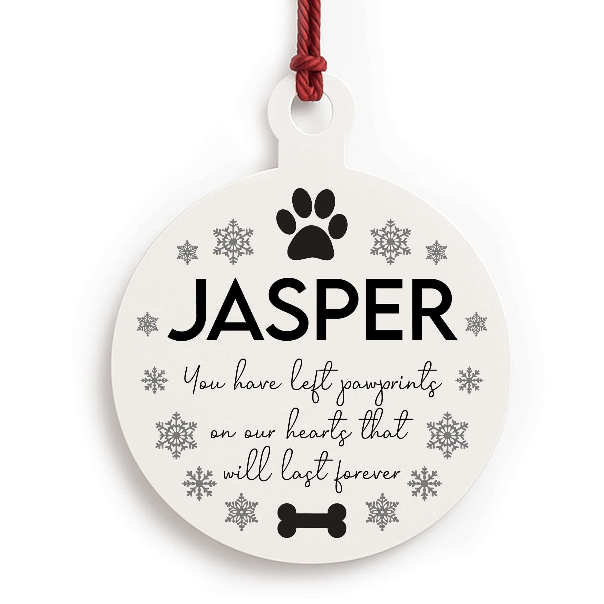 Red Ocean Memorial Plaque Special Pet Ornament Personalised Photo Christmas Decoration Left Paw Prints Tree Decor For Dog Lovers Dog Owner Keepsake