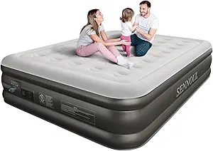 Air Mattress Queen with Built in Pump - Upgraded Blow Up Bed,2 Mins Quick Self Inflatable and Deflate, 18"/650lbs Max, Strong Support, Flocked Top, Puncture Resistant, for Camping,Home,Guests