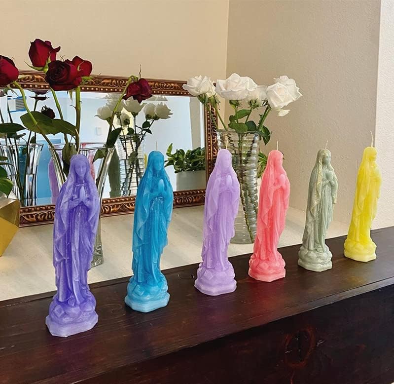 Miniatura 6 de Redxin - Molde de vela de escultura virgen maría, regalo del día de la madre madrina, molde de resina de yeso para manualidades, decoración del hogar