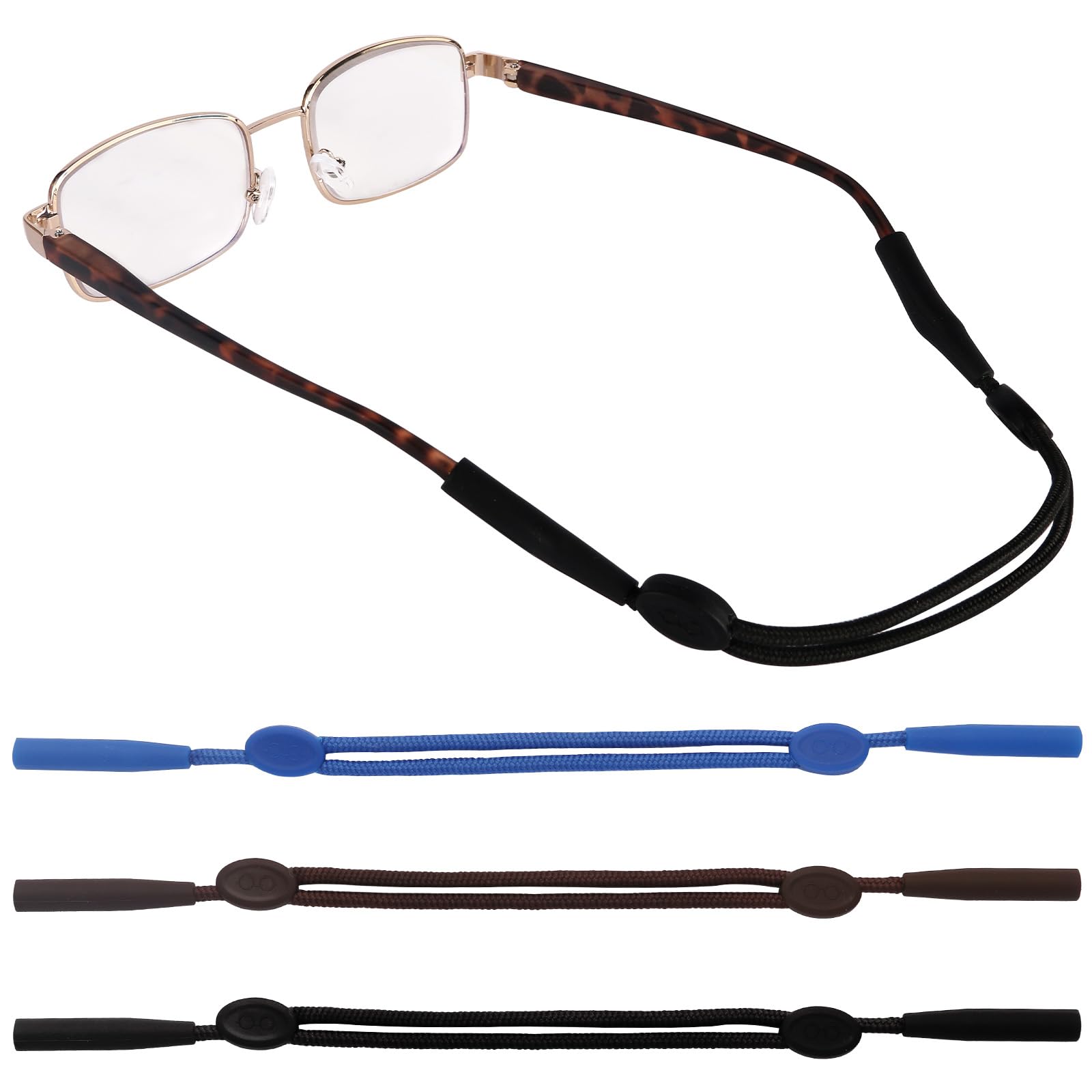 3er-Pack Brillenbänder aus Seil Anti-Rutsch-Ohrbügel-Abdeckung für Sportbrillen Anti-Rutsch-Abdeckung für Brillen mit Fallschutz Verstellbares Ai-Brillenband