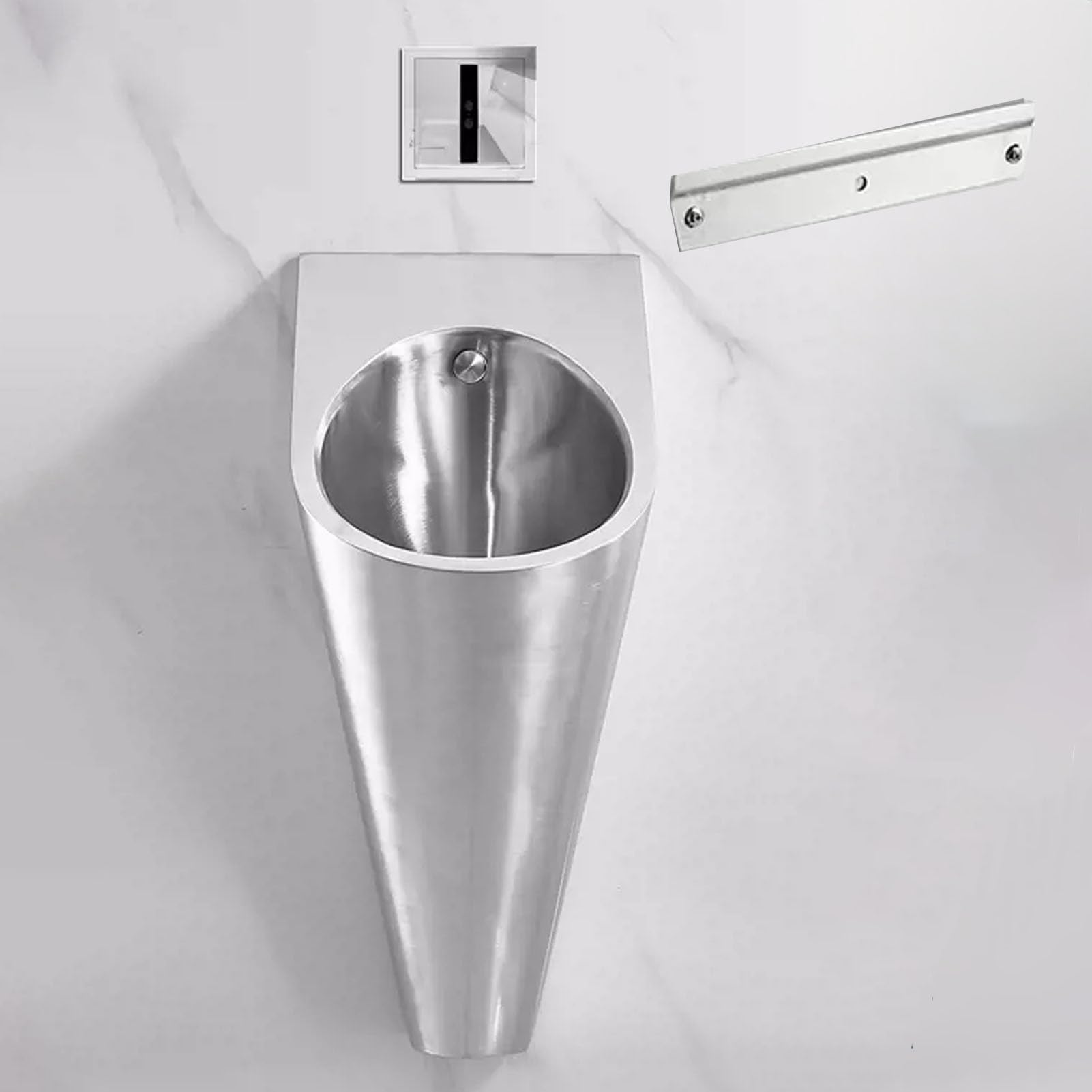 OTQEFTN Urinoir en Acier Inoxydable 304, Urinoir Mural a Capteur Automatique, Commerciale Inverseur D'urine, Pour Usage Résidentiel Commercial