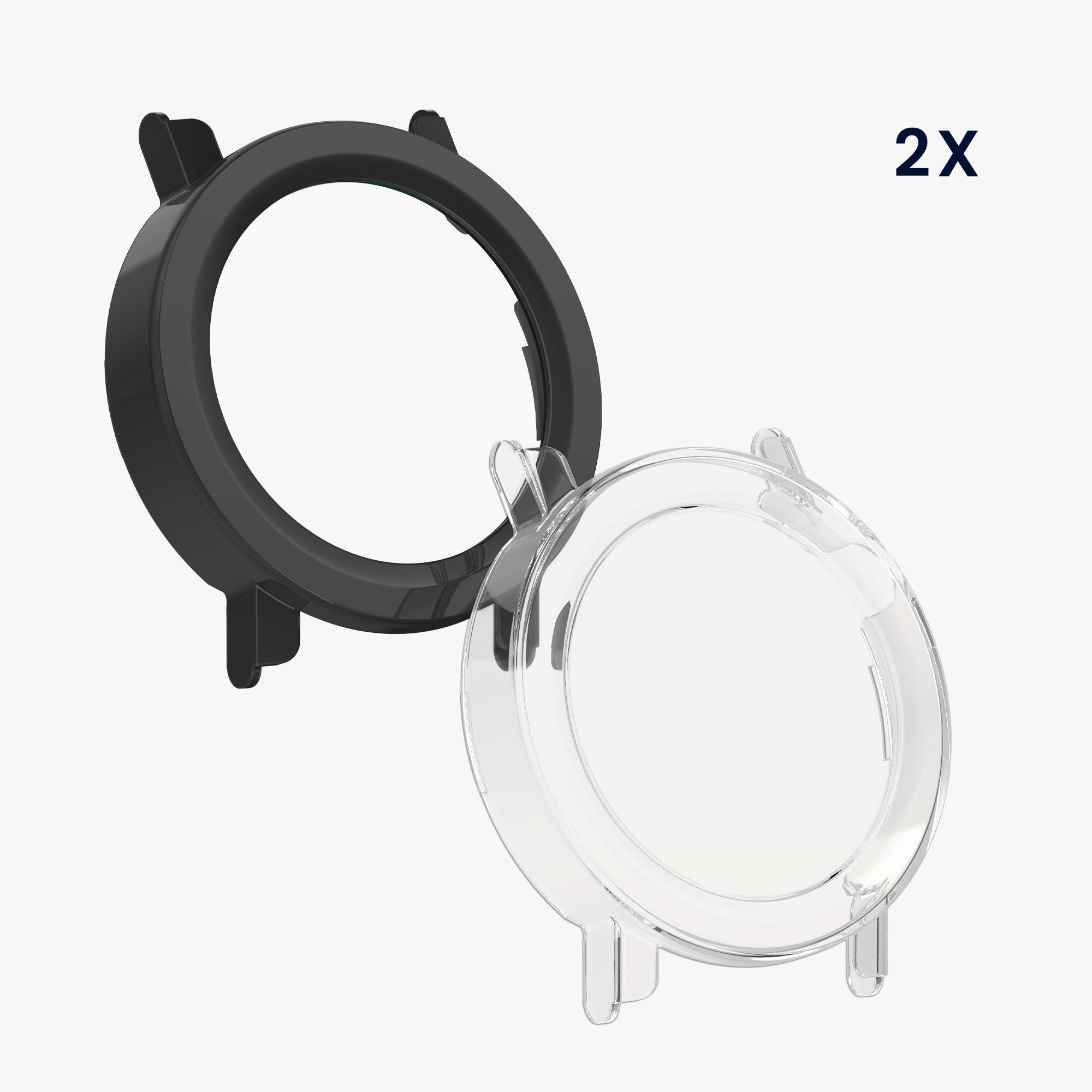 kwmobile Etui kompatybilne z CMF Watch 3 Pro Case - 2X Osłona ekranu ze szkła hartowanego do trackera fitness - przezroczysta-czarna