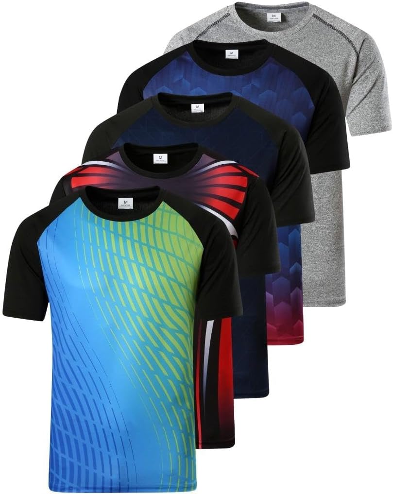5 Pack Men's Activewear T-Shirt Sport Tee Shirt Athletic Running Gym Workout Tshirt Golf Tennis Tops Quick Dry LSL449