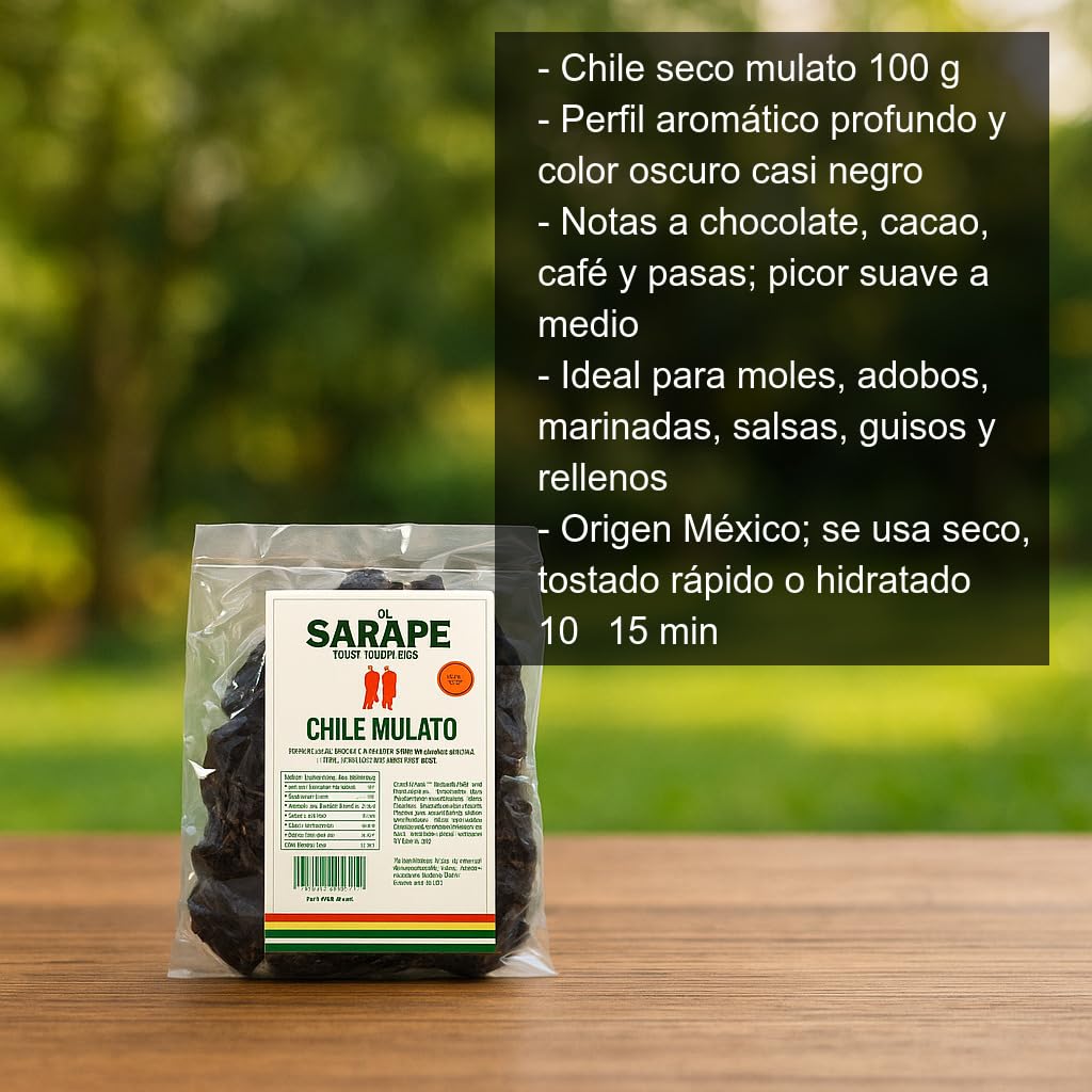 Chile Mulato Seco Mexicano 100 g Chile seco para mole adobos salsas y guisos sabor profundo y color oscuro
